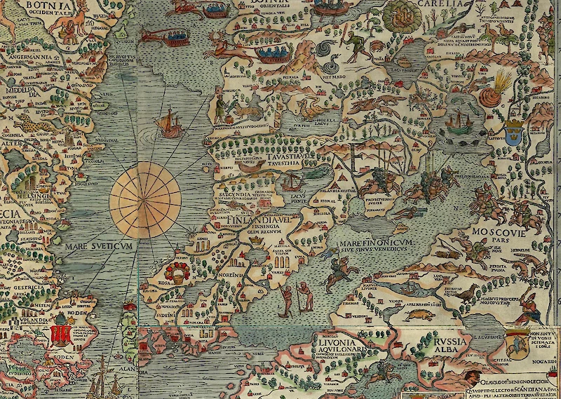 Osa Olaus Magnuksen Carta Marinasta vuodelta 1539. Kartassa on mainittu Hollola ja Ithima eli Iitti. Kartassa näkyy myös Kymijoki. Iitti oli hieman aiemmin lohkaistu Hollolasta uudeksi pitäjäksi Ruotsi-Suomen itäiselle rajalle, Kymijoen varteen.